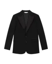 single-breasted satin-finish blazer 14Y Black