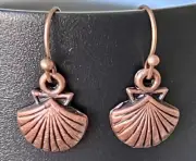 Little Etched Copper Shell Earrings. Ocean. Beach.