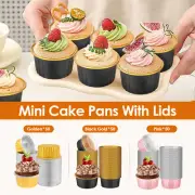 50 Pcs Mini Loaf Pans with Lids and Spoons Sealing Stickers Nonstick Mini^+