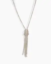 Silver Knotted Chain Long Necklace