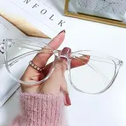 Blue Light Glasses Men Women, Reduce Eye Strain, Large Frame, Flat Mirror, UV Blocking, Computer Screen, Transparent