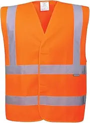 Portwest C470 Hi Vis Safety Vest Reflective Tape Lightweight Workwear Rail Compliant PPE Construction Security Uniform Hook Loop Closure EN ISO 20471, Orange, XX/3X