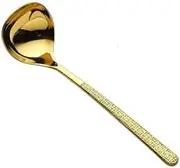 Utensil Sets,Silverware Flatware Set, 1 Pieces 304 Stainless Steel Hammered Serving Spoon Soup Shells(Gold,Big)