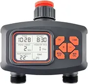 Daseeme Water Timer for Garden Hose Smart Sprinkler Timer 2 Outlets Large LCD Screen Programmable rigation Timer for Yard Lawn Automatic/Manual Outdoor Watering Timer