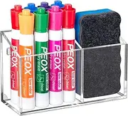 BEYGORM Magnetic Dry Erase Marker Holder, Minimalist White Acrylic Pen Holder for Fridge, Locker, Desk, Marker Organizer