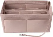 LITLANDSTAR Multi-Compartment Solid Color Felt Bag Large Capacity Makeup Bag Women Travel Large Makeup Organizer Toiletry bag Storage Pouch Handbag Tote, Khaki