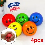 4Pcs Stress Balls Squeeze Ball SMILE FACE Bouncy Balls Anxiety Toys Autism Toys