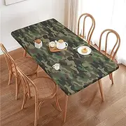 Military Camouflages Camo Rectangular Tablecloth Table Cover for 4 Foot Tables, Waterproof Fitted Elastic Edged Table Cloth for Indoor Outdoor Party Wedding Picnic Patio, 4 Ft/48x30 inch