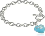 [Sweetheart Jewelry] Sterling Silver One 14mm Blue Enamel Marry Me Charm Bracelet