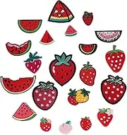 OSOLADY 21pcs Cute Sew On Patches Iron On Patches for Jackets Embroidered Fruit Applique for Garment Strawberry Patches Watermelon Patches for Bags