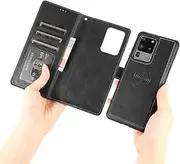 [GoshukunTech] for Samsung Galaxy S20 Ultra Case,for Galaxy S20 Ultra 5G Phone Cover [2 in 1 Wallet Leather Case] Detachable Magnetic Flip Cover with Card Slots,Wrist Strap-Black