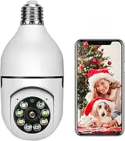 Light Bulb Camera WiFi Outdoor, 1080P E27 Bulb Camera, 360 Degree Panoramic Wireless Home Surveillance Cameras, Two Way Audio, Night Vision, Smart Motion Detection and Alarm