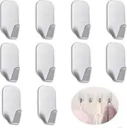 Fabselection Self Adhesive Hooks, 10 Pack Wall Hooks for Hanging Extra Strong Adhesive Hooks Heavy Duty Suction Hooks Stick, Small Sticky Waterproof Hangers for Hanging