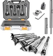 YUENTOEN 5Pcs Forstner Drill Bit Set, 15-35mm Carbide Forstner Bits with Extension Bar and Woodworking Limiter, Woodworking Hinge Cutter Tools with Storage Case for Wood Plywood Hard Wood MDF