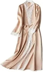 [CHENXINXIN] ZHANGXIN Lace Robes Women's Pajamas Bathrobes Indoor Pajamas(Champagne,3X-Large)