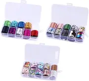 COMPUKAS DIY Nail Art Supplies 30 Rolls Stickers Nail Transfer Decals 10 Rolls/Set Random Styles