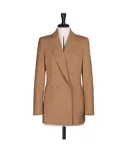 Double-breasted wool suit coat IT46 tobacco color