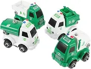 WOONEKY 4Pcs DIY Sanitation Truck Educational Building Car Models for Environment Awareness Includes Screwdriver for Hands Learning and Problem Solving Skills