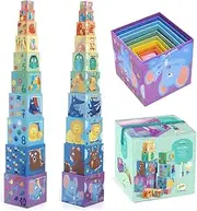 Djeco DJ08510 1-10 Stacking Rainbow Blocks