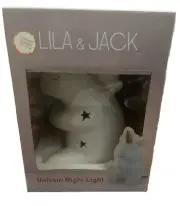 Lila & Jack ~ Cordless White Ceramic Unicorn Night Light ~ NEW