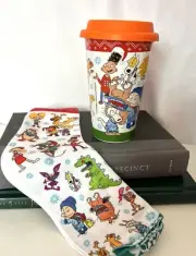 NEW Nickelodeon Cartoon Characters Coffee MUG Cup 90s Rugrats Socks Travel Lid