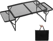 zolyet Folding Camping Table Picnic Cooking Station Food Prep Table Black Side Table