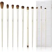 Jessup Precision Makeup Brushes 10Pcs Eye Makeup Brush Set Premium Synthetic Eyeshadow Concealer Eyeliner Eyebrow Blending Highlight Brush, Light Grey T330