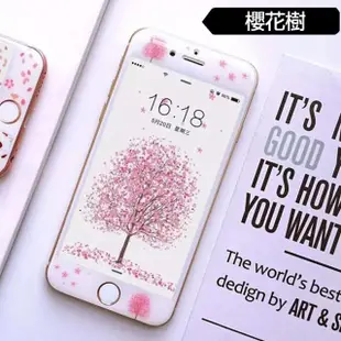 iPhone6 6s 滿版櫻花系列9H玻璃鋼化膜手機保護貼(3入 iPhone6s保護貼 iPhone6s鋼化膜)