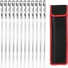 Barbecue Skewers, 14 Inch Stainless Steel Flat Metal BBQ Kabob Skewer, Reusable