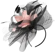 [Healeved] Fascinator Headband with Mesh Design Versatile Tea Party and Cocktail Accessory for Women Lightweight and Comfortable Hair Clip for Weddings and Flapper Events Black