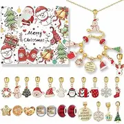 Lyaciomn Christmas 24 Days Countdown Calendar DIY Charm Bracelet Blind Box, 22 Charm Beads Easy to Use A