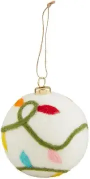 Mud Pie Wool Ball Ornament, Lights, 4 1/2" Dia