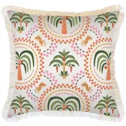 Cushion Cover-Coastal Fringe-Palm Mosaic White-60cm x 60cm