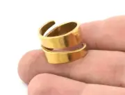 Spirals, Swirl Adjustable Ring Raw brass (18mm 8US inner size) 5146