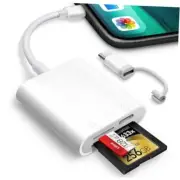 SD Card Reader for iPhone iPad, Digital Trail 2 Slots to (Lightning+USBC)