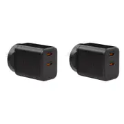2x EFM Eco 40W Dual Port Mobile Phone Wall Charger Socket Power Adapter Black