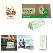 64 Gallon Compostable Trash Bags, 30 Count, BPI Certified ASTM D6400, Tear Re...