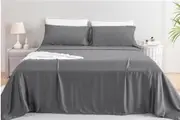 LINENOVA 100% Luxury Cooling Bamboo Sheet Set High Quality All Size(Charcoal)