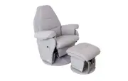 Vogue Feeding Glider Chair & Ottoman Steel Grey Fabric