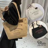 在飛比找momo購物網優惠-【Bliss BKK】韓版Peach潮時尚單肩帆布包 托特包