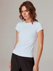 Black Workout Top for Women. Running Bare Smooth Moves Tee