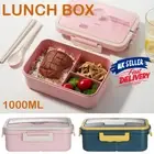 Food Container Microwave Kids Straw Lunch Box Student Bento Wheat