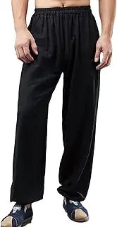 [NFYM] Men Pant Cotton Linen Elastic Waist Loose Fit Yoga Pant Casual Lightweight Gym Kungfu Trousers