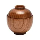 Soup Bowl Easy to Clean Container Rice Salad Soup Snack Wooden Bowl Solid