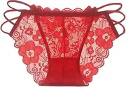 [Generic] Party Gift Bragas Sexy Panties Thong Lace Word Pants Ladies Briefs Underwear 2 Items Or Less (a-Red, One Size)