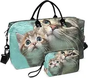 [YXYZRMY] Two Cats Underwater Travel Duffel Bag Gym Bag Sports Tote Bag with Multiple Interior Pockets Shoulder Weekender Bag for Women Men with Toiletry Bag 20.5”x 7.9”x 13.8”, Multi-Colored, one size