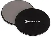 Gaiam Core Sliding Discs - Dual Sided Workout Sliders for Carpet & Hardwood Floor - Home Ab Pads Exercise Equipment Fitness Sliders for Women and Men, Grey/Black