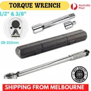 1/2" & 3/8" Drive Torque Wrench 28-210 nm Ratchet Spanner Adjustable Hand Repair