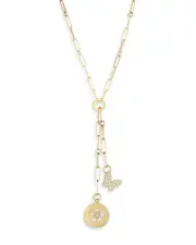 Roberto Coin 18K Yellow Gold Daisy Diamond Flower Disc & Butterfly Lariat Necklace, 17 - Exclusive