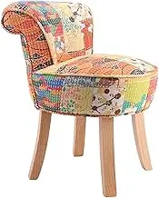 Footstool Dressing Table Dressing Table high Back Makeup Dressing Table Chair Bedroom Chair Wooden Legs Velvet (Color: Pink Fabric)